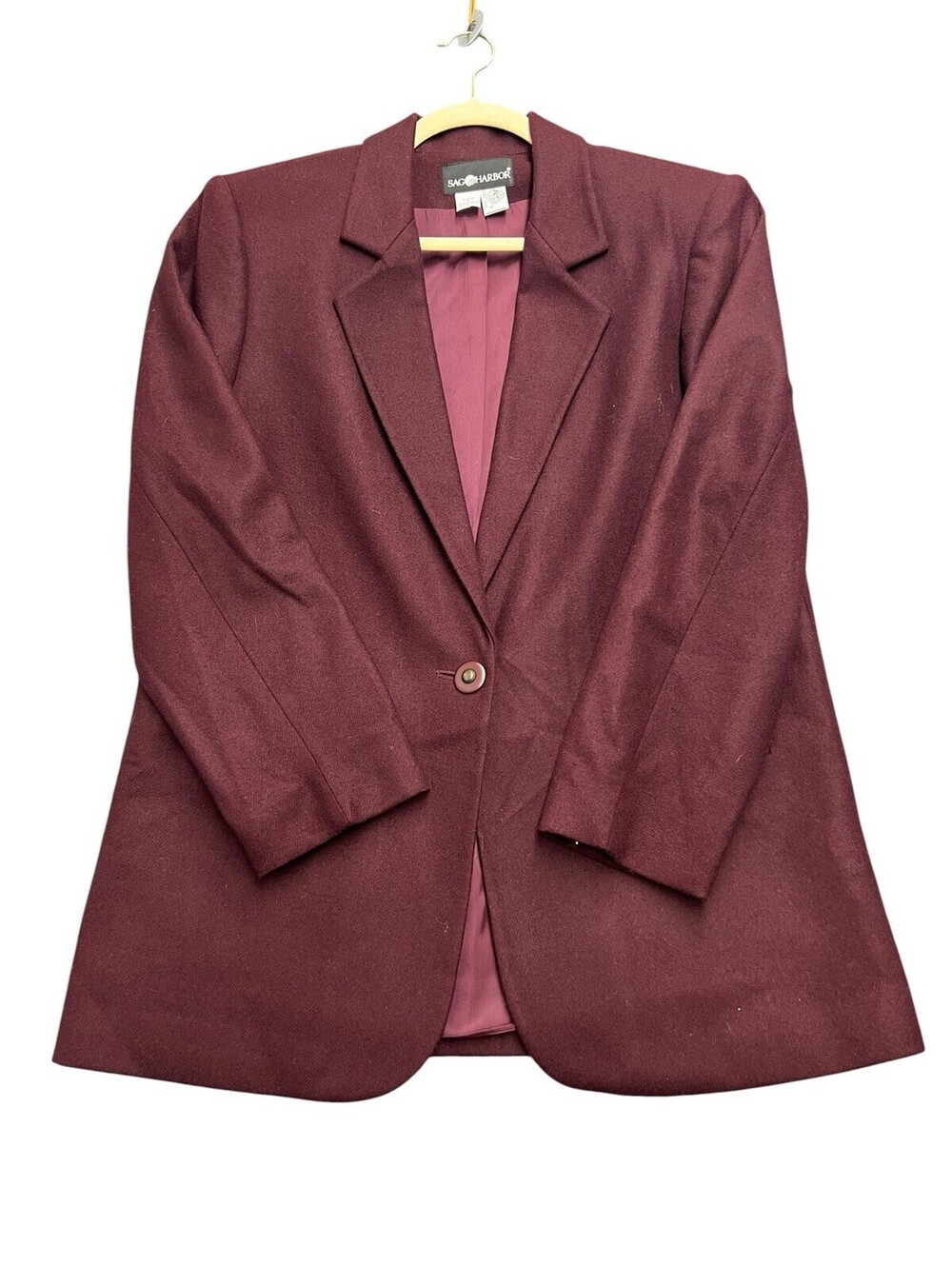 Vintage Sag Harbor Burgundy Wool Blazer – Size 8 - Picture 3 of 7